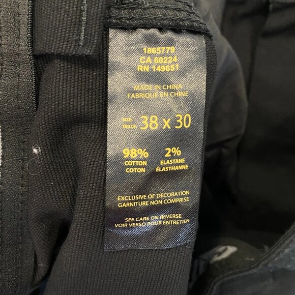 CAT Caterpillar Utility Work Pants Mens 38 x 30 Black Flex Waistband Cell Pocket - Picture 12 of 13